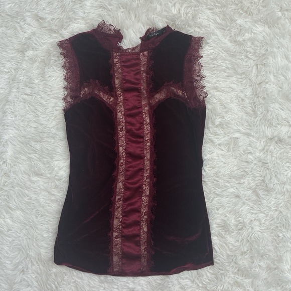 BKE Tops - BKE Boutique Velvet Tank Top In Windsor Wine Whimsygoth Witchy Grunge Cottage